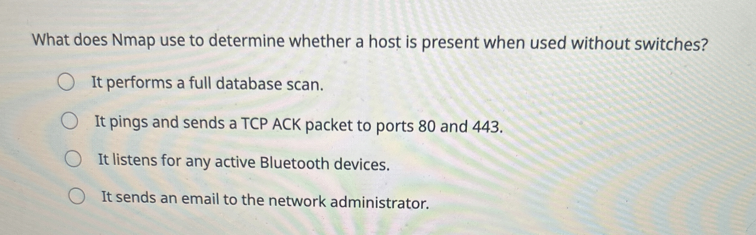What does Nmap use to determine whether a host is