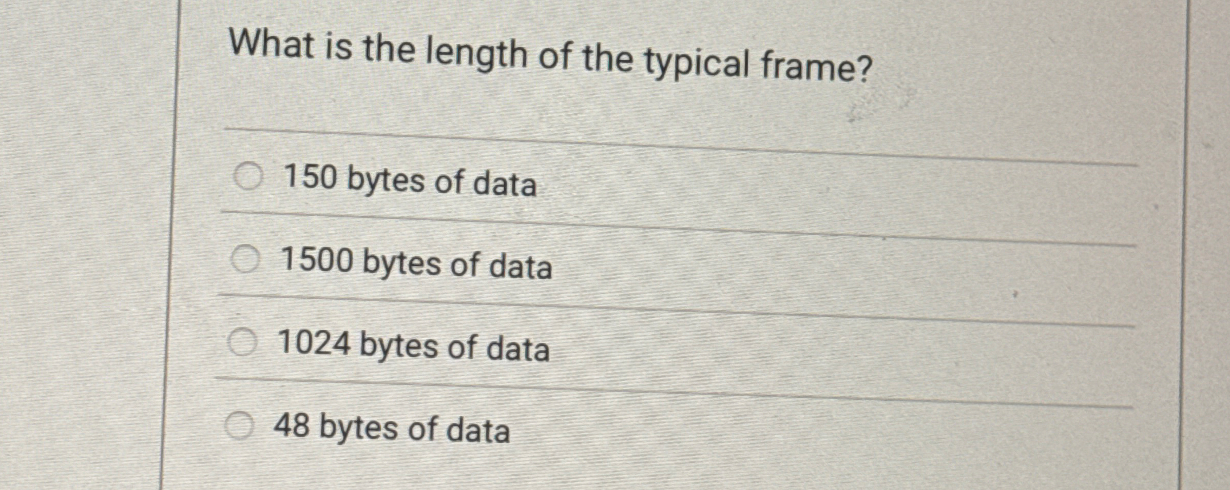 What is the length of the typical frame? 1 5 0