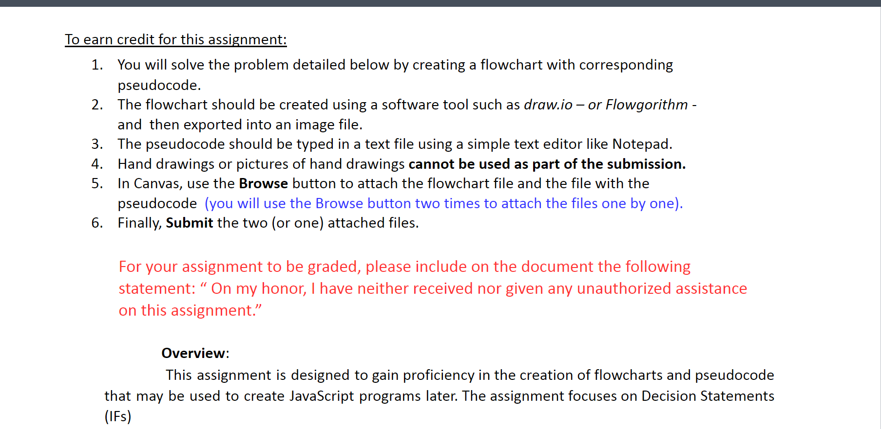 To earn credit for this assignment: You will