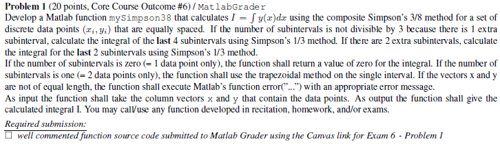 Problem 1 ( 2 0 points, Core Course Outcome \ # 6