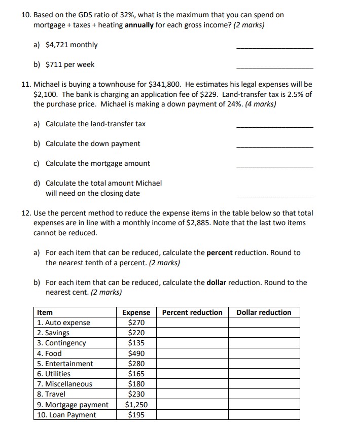 Please show work if possble 11'). Based on