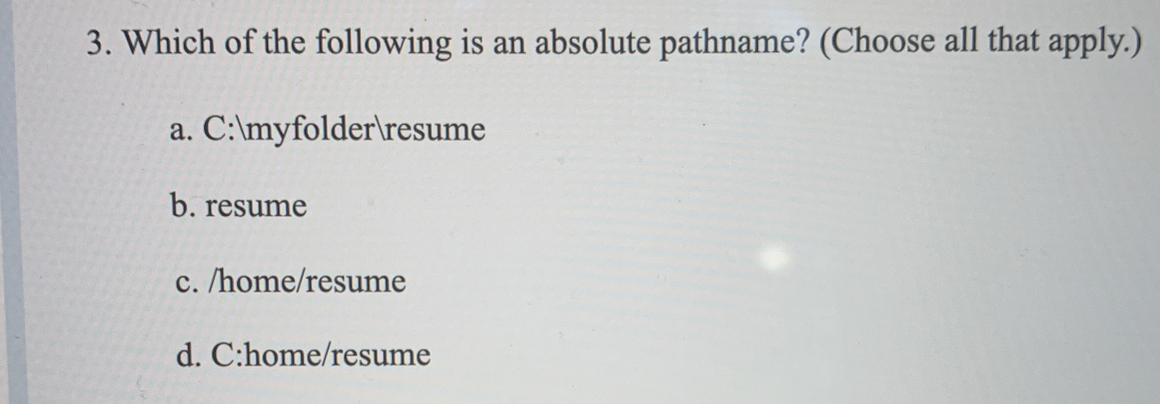 Which of the following is an absolute pathname? (