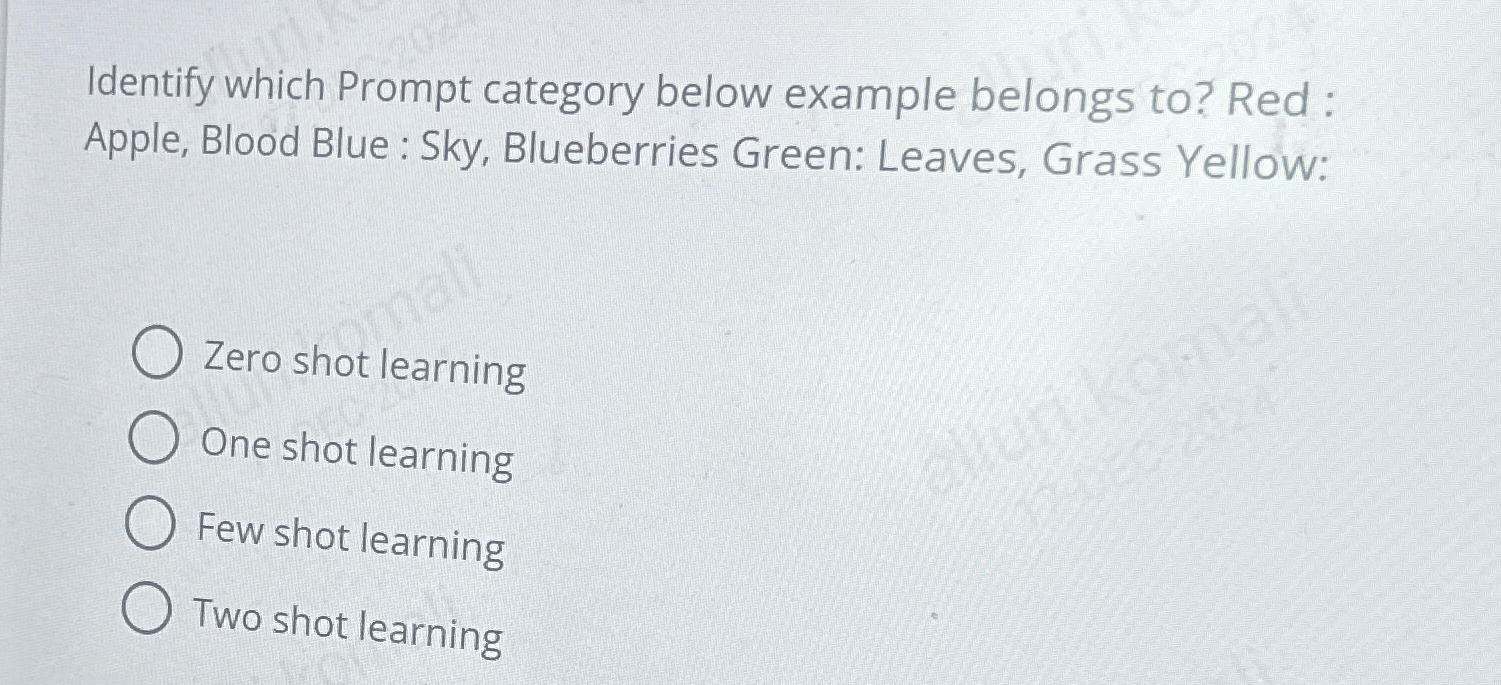 Identify which Prompt category below example