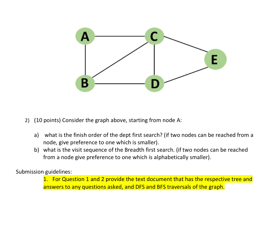 ( 1 0 points ) Consider the graph above, starting