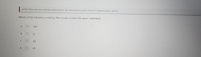 echo Your system will be rebooted in 6 0 seconds