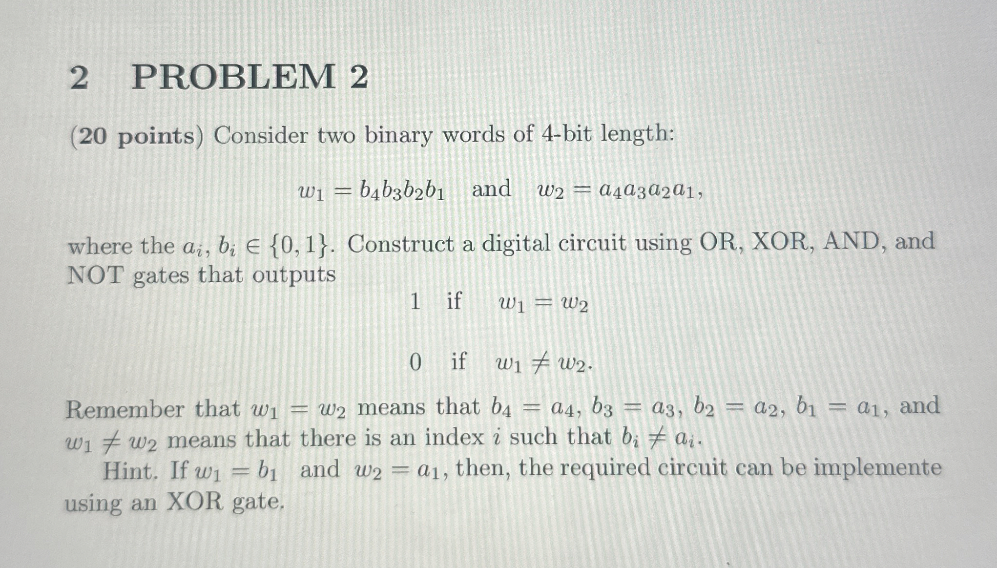2 PROBLEM 2 ( 2 0 points ) Consider two binary