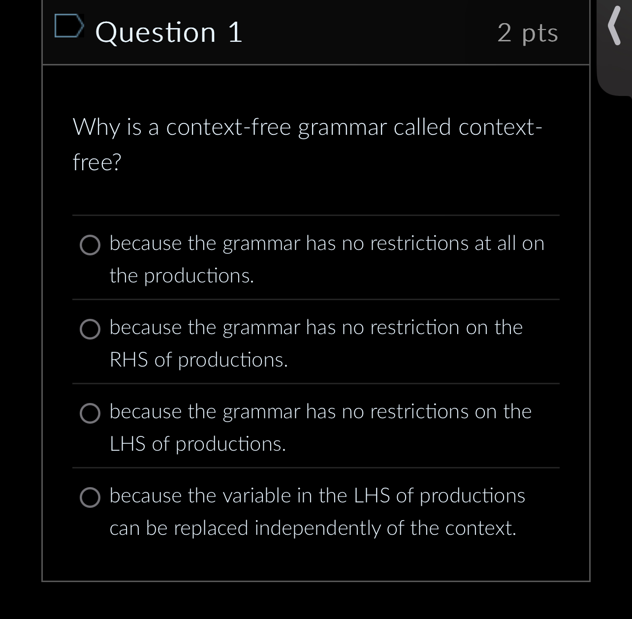 Question 1 Why is a context - free grammar called