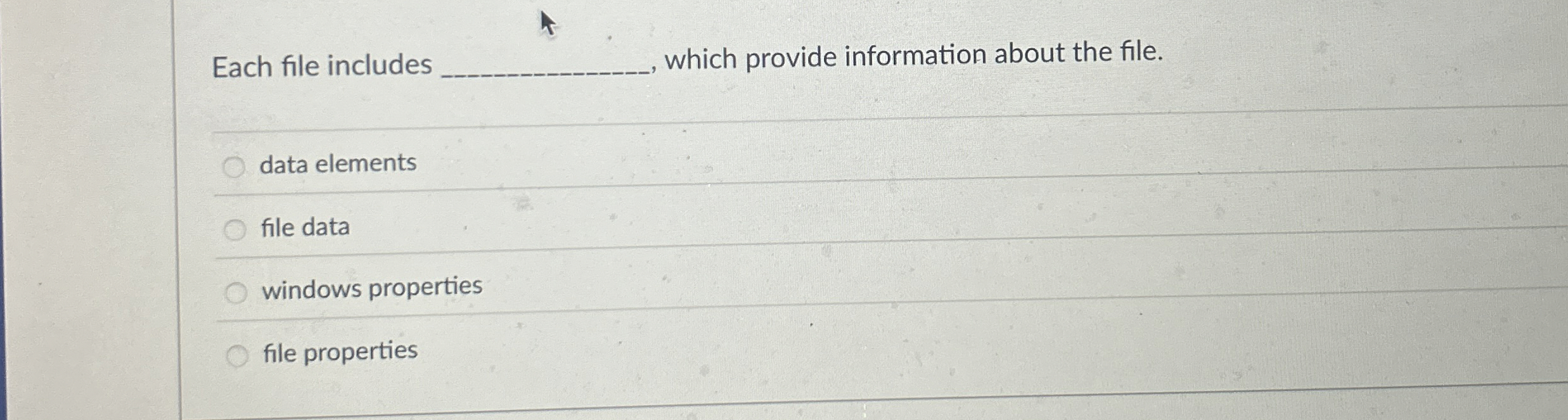 Each file includes which provide information