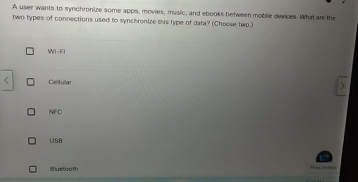 A user wants to synchronize some apps, movies,