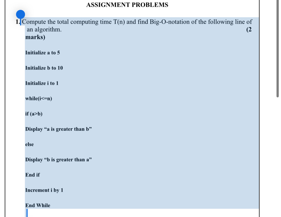ASSIGNMENT PROBLEMS Compute the total computing