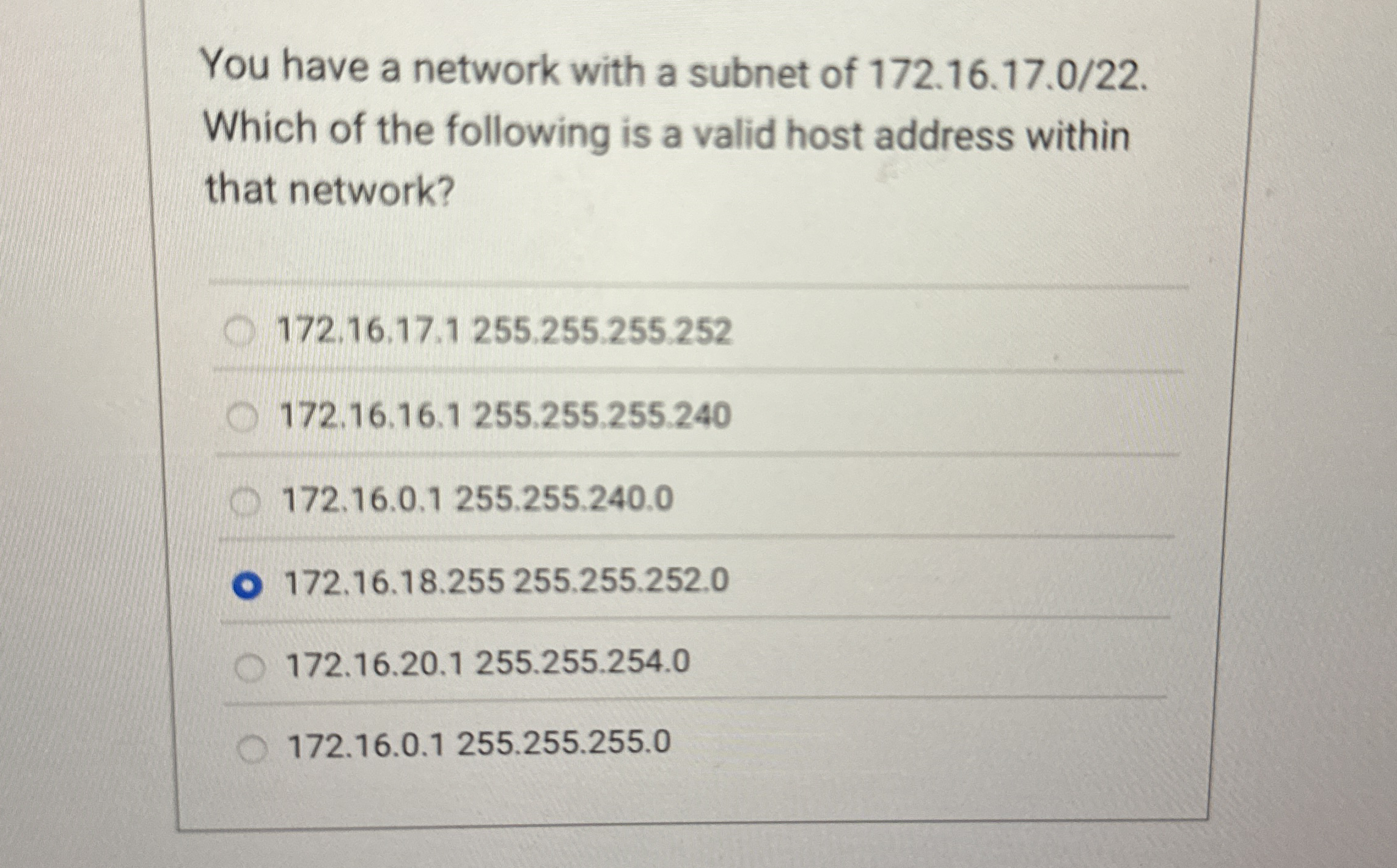 You have a network with a subnet of 1 7 2 . 1 6 .
