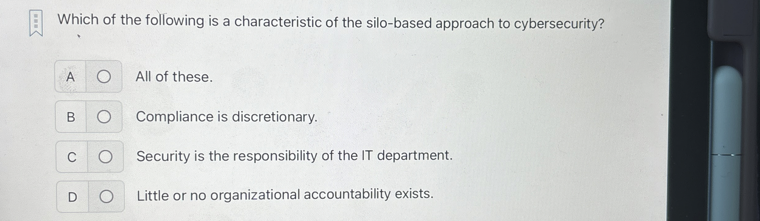 Which of the following is a characteristic of the