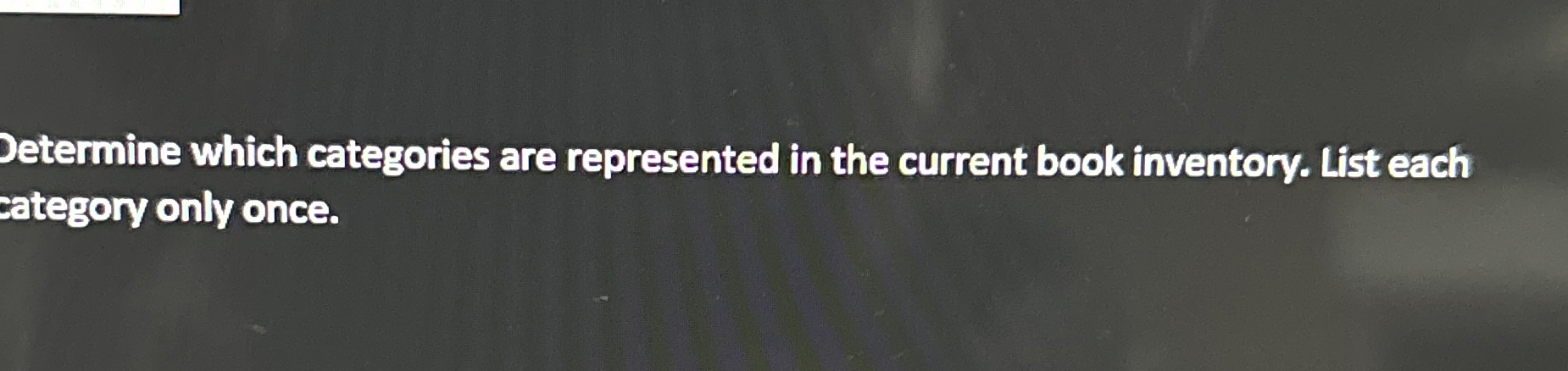 Jetermine which categories are represented in the