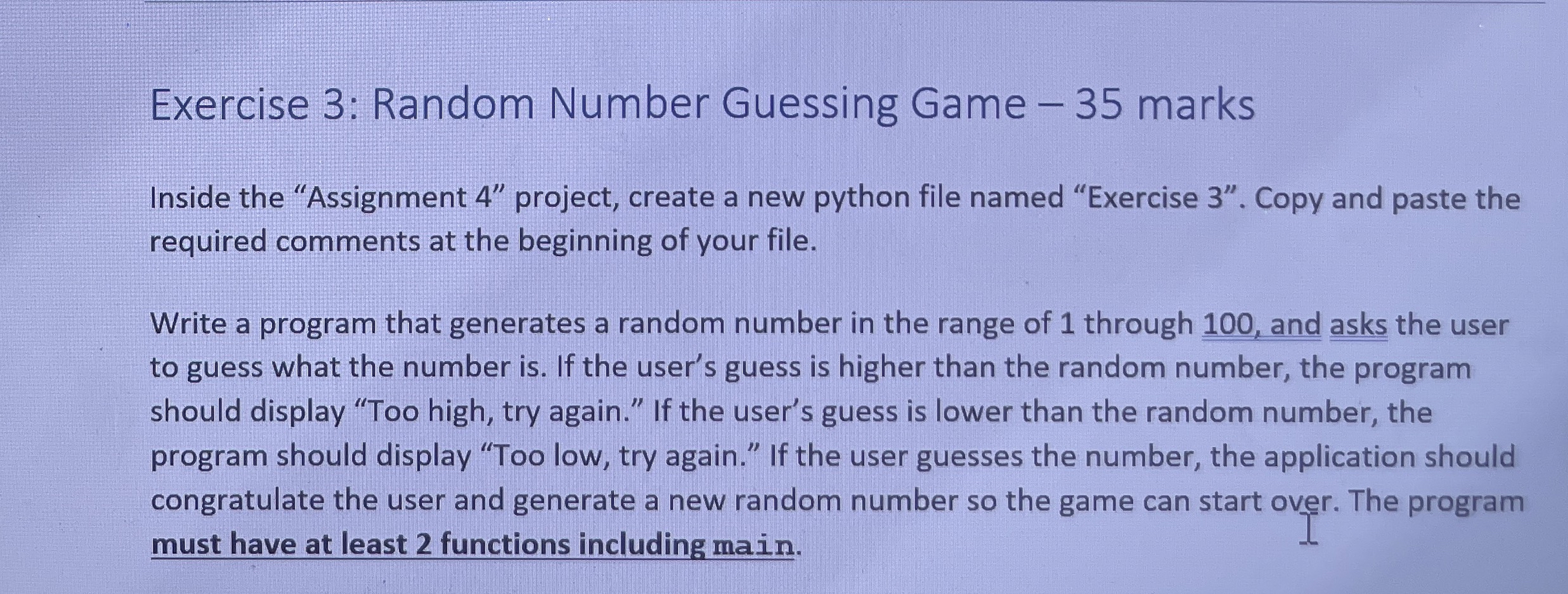 show me the entire code of the program Exercise 3