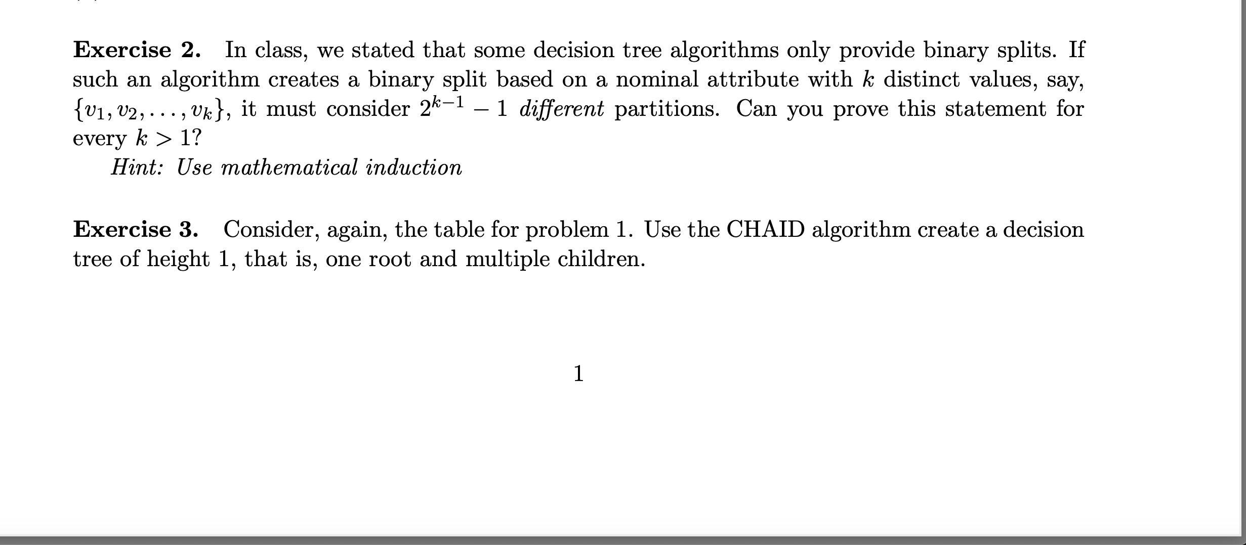 Exercise 2 . In class, we stated that some