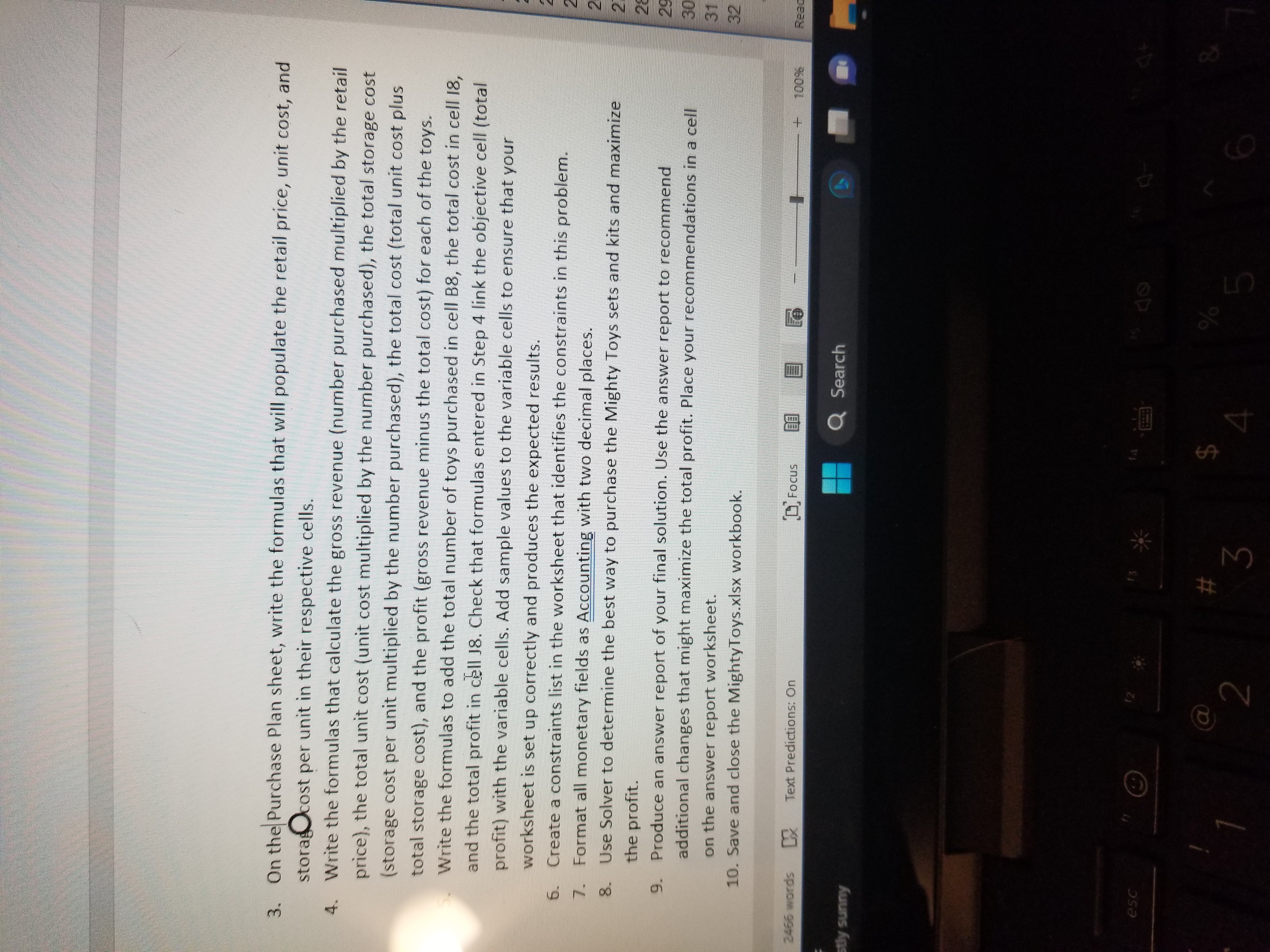 3. On the Purchase Plan sheet, write the formulas