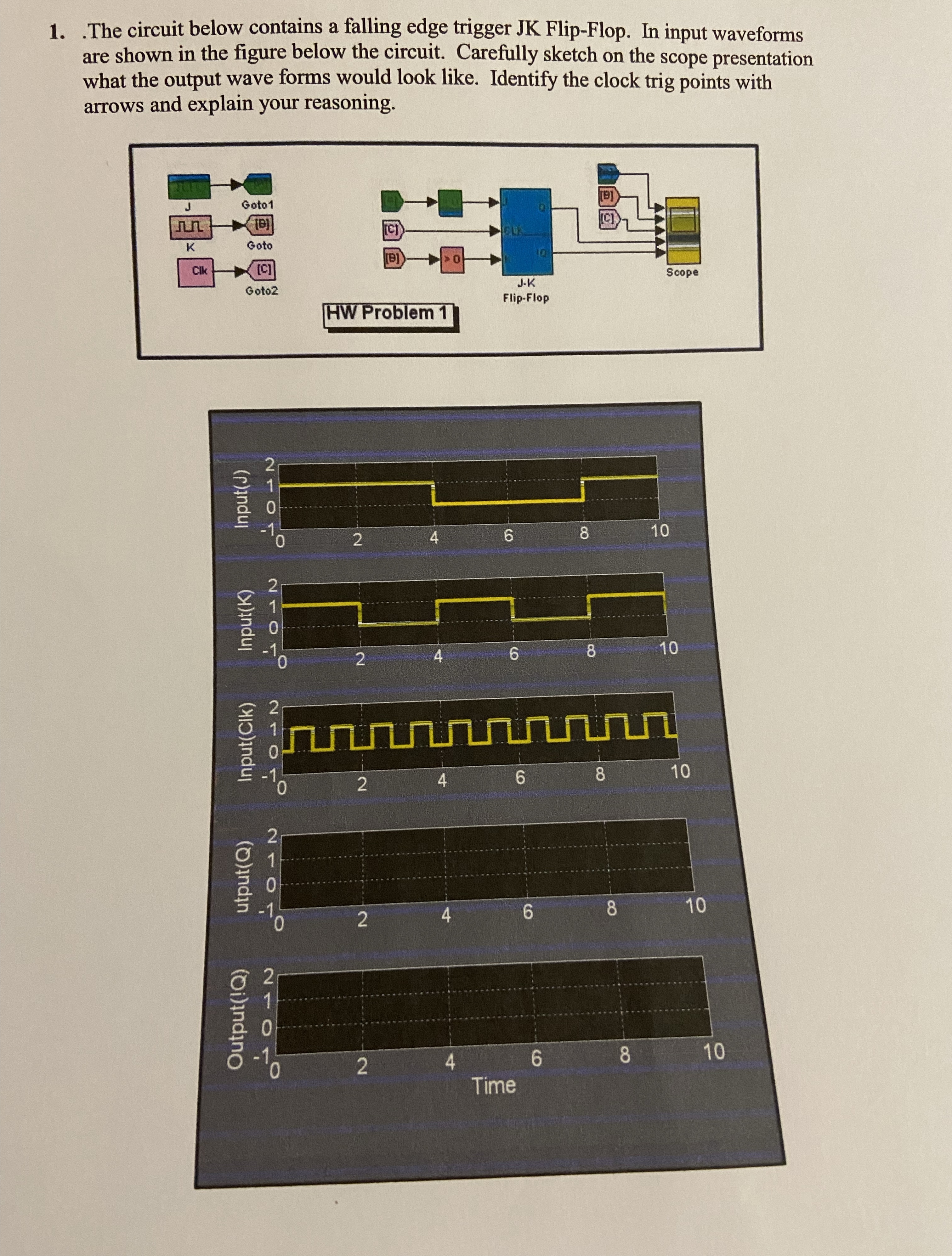 . The circuit below contains a falling edge