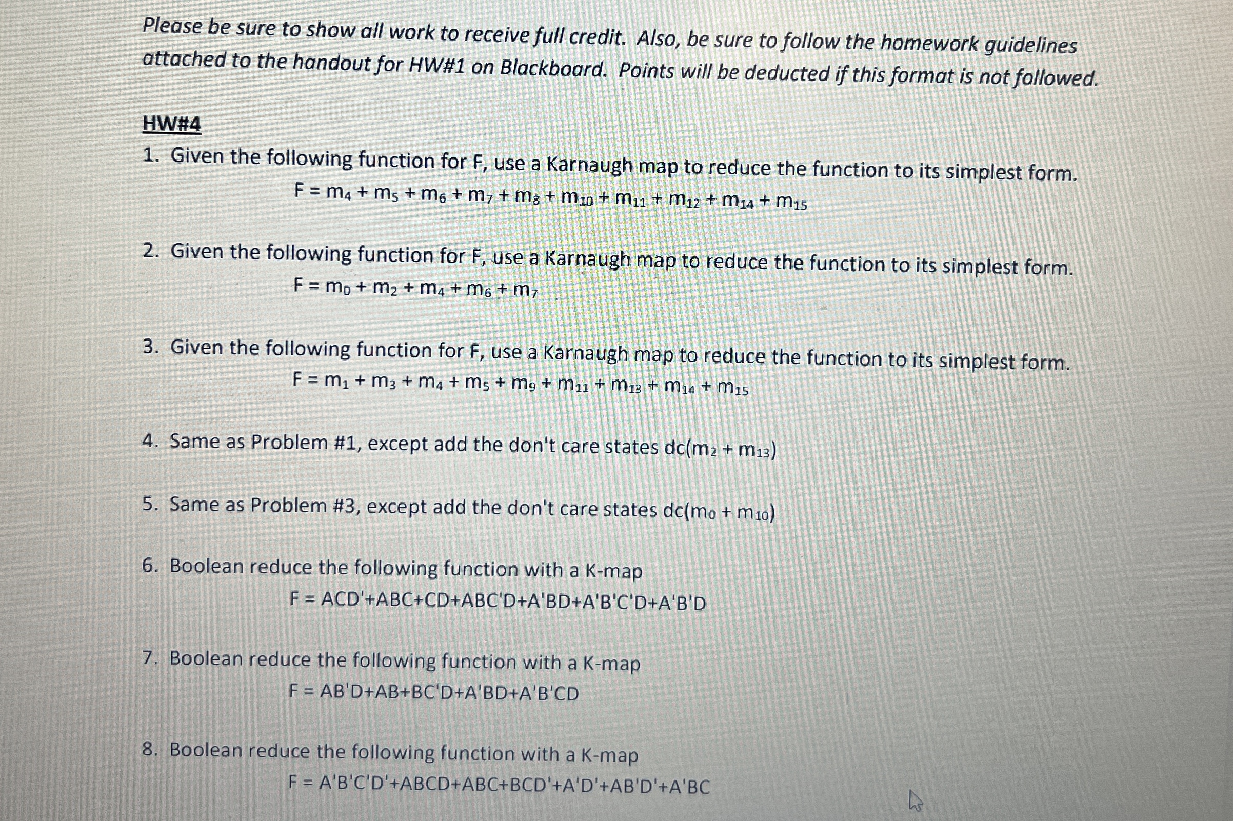 Please be sure to show all work to receive full