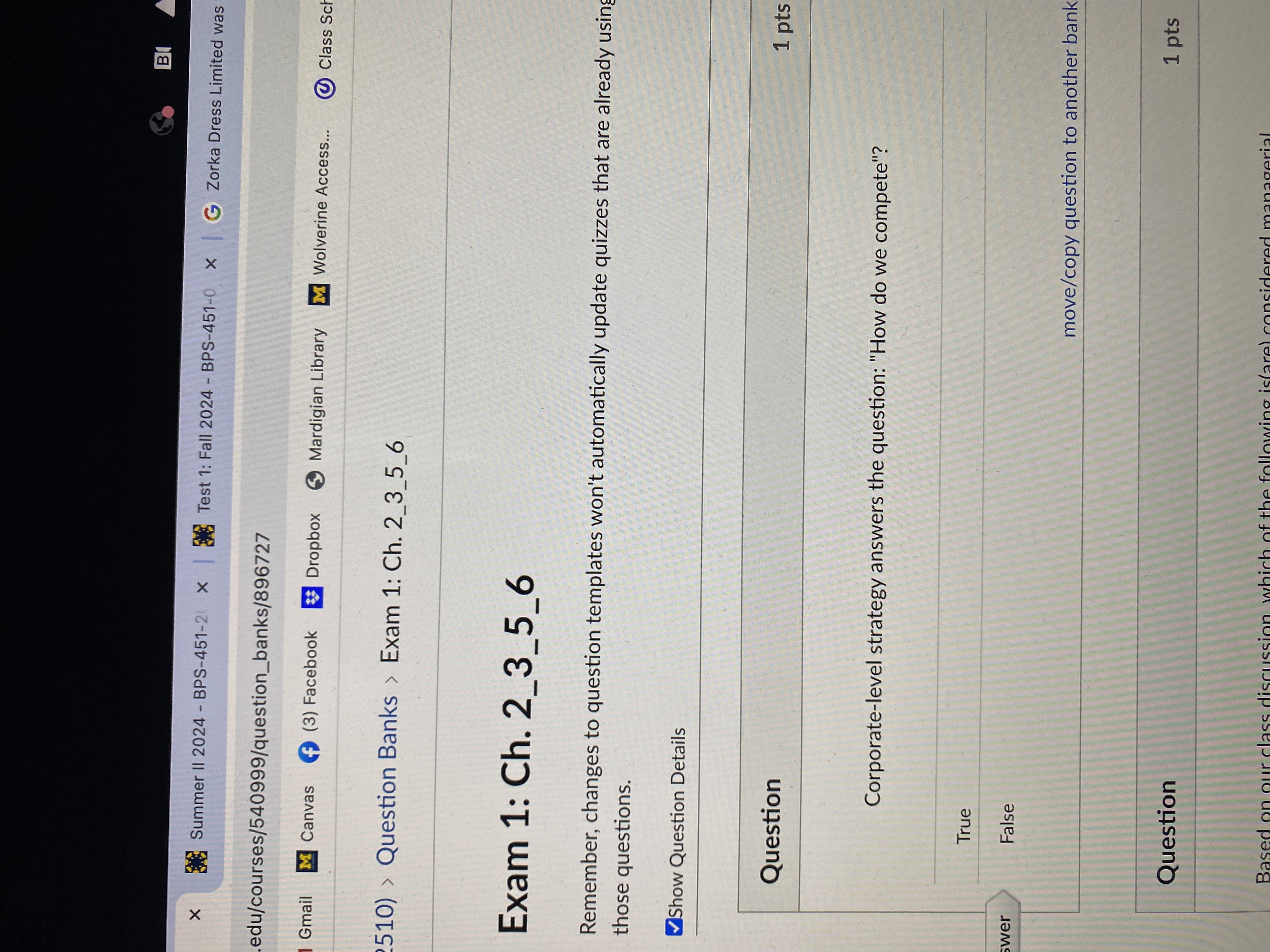 Question Corporate - level strategy answers the