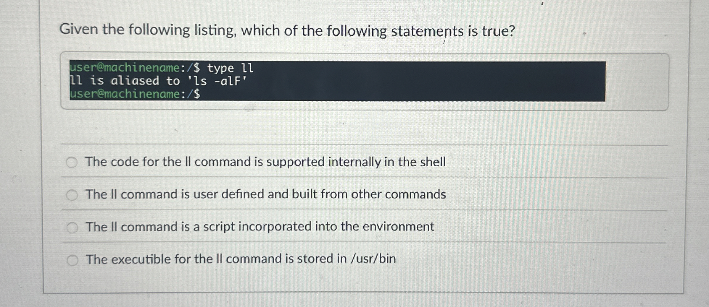 Given the following listing, which of the