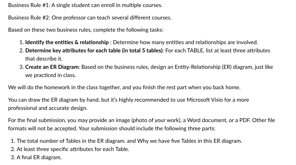 Need help creating an ER diagram for this: