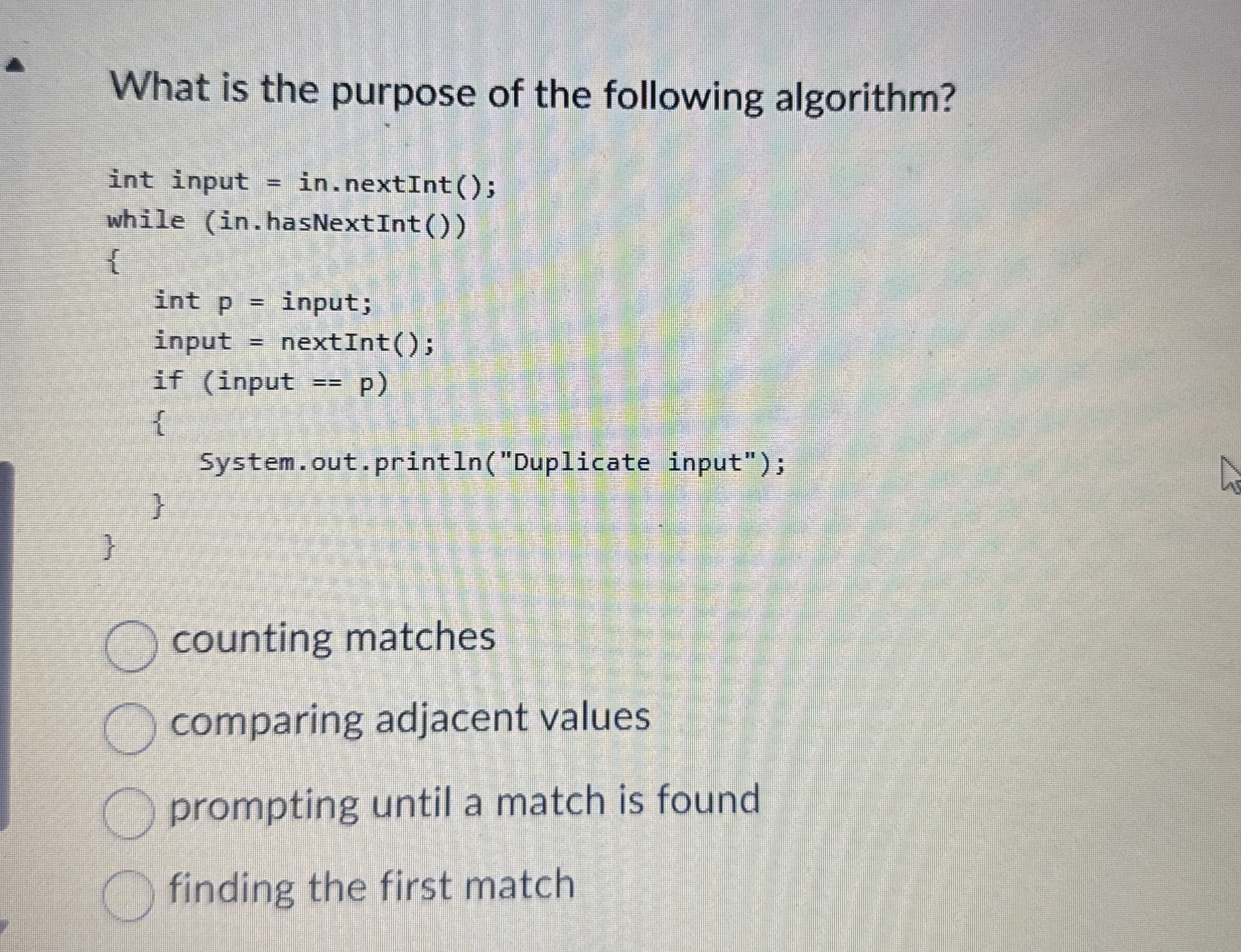 What is the purpose of the following