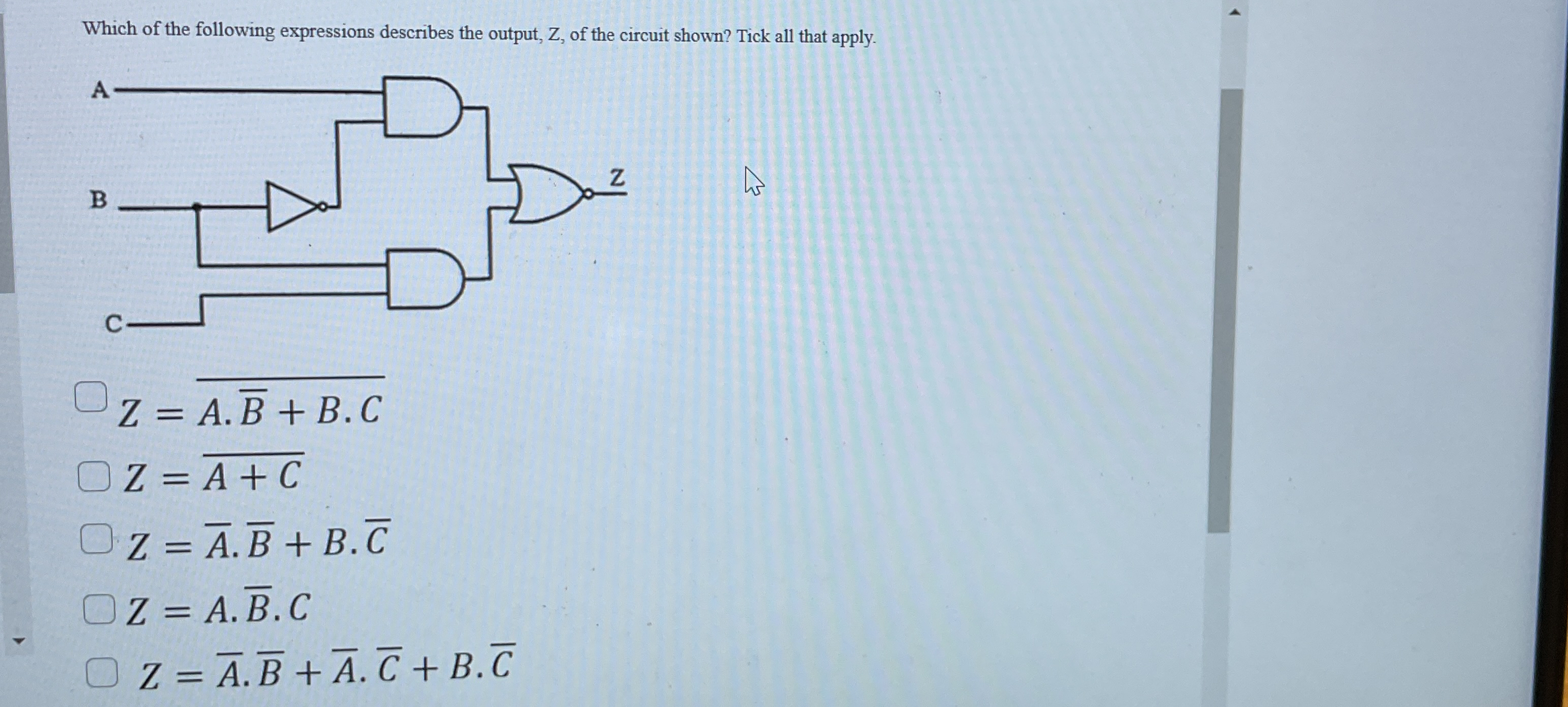 Which of the following expressions describes the