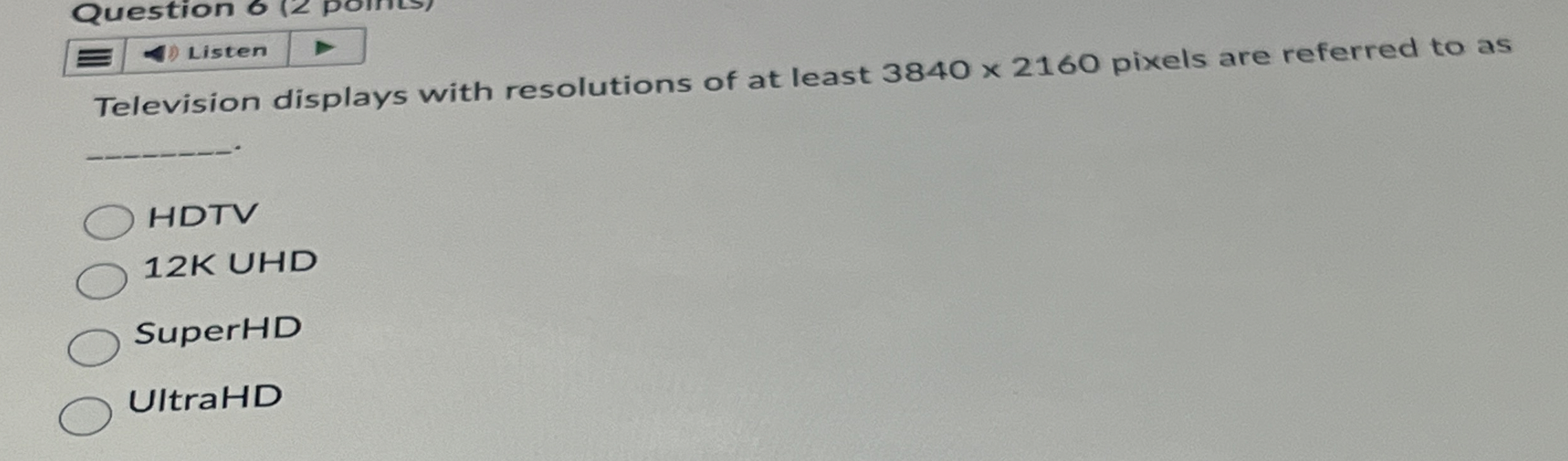 Television displays with resolutions of at least