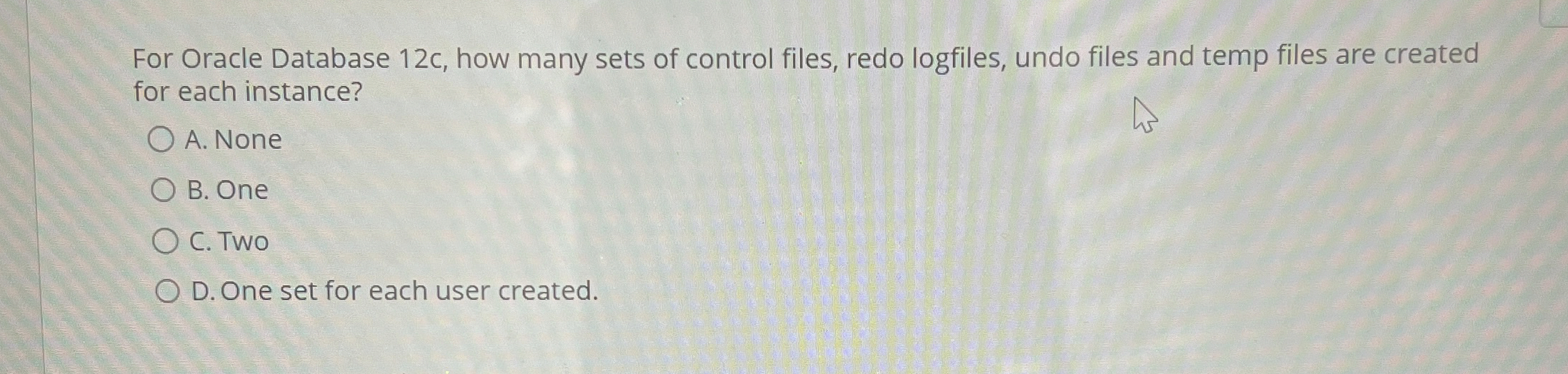 For Oracle Database 1 2 c , how many sets of