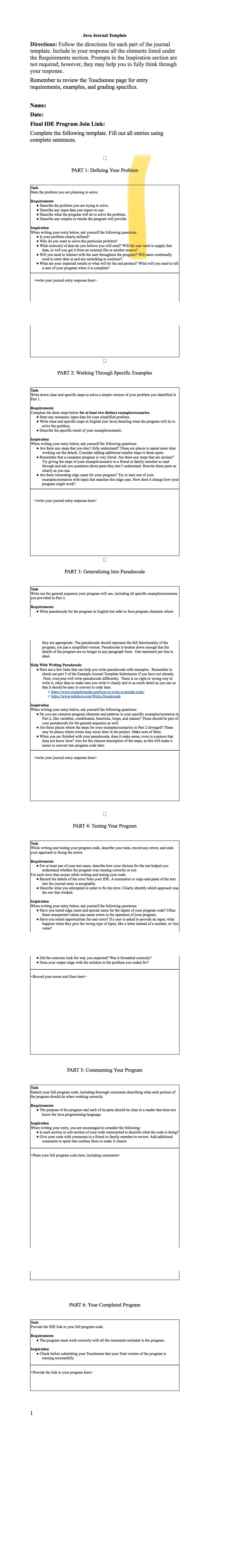 Directions: Follow the directions for each part