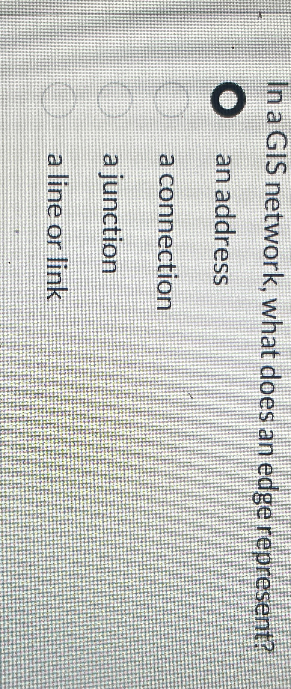 In a GIS network, what does an edge represent? an