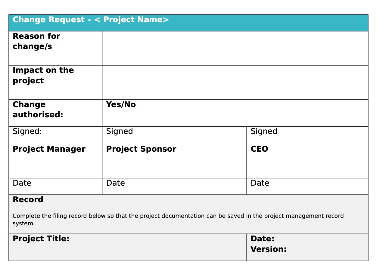 Change Request - < Project Name style=