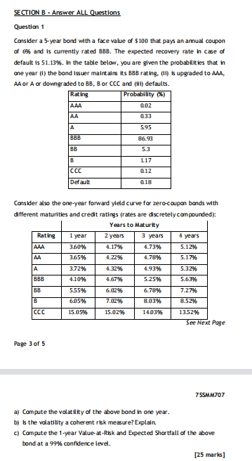 SECTION B - Answer ALL Questions Question 1
