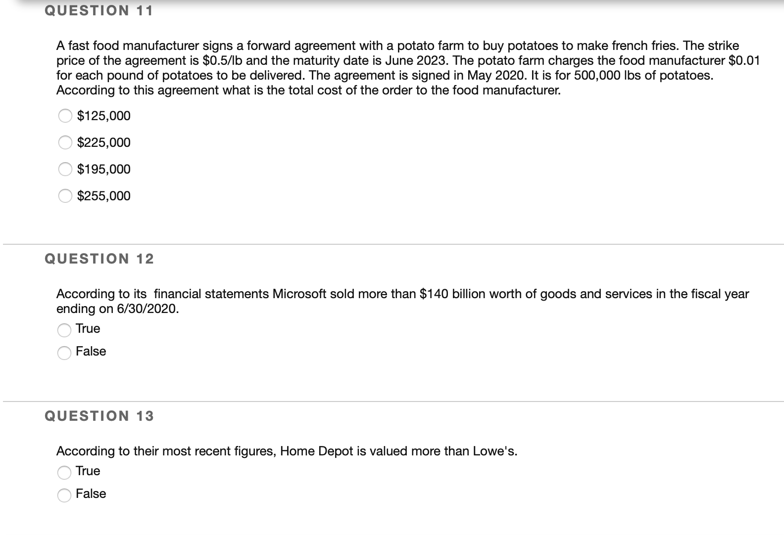 Fund Finance QUESTION 11 A fast food manufacturer