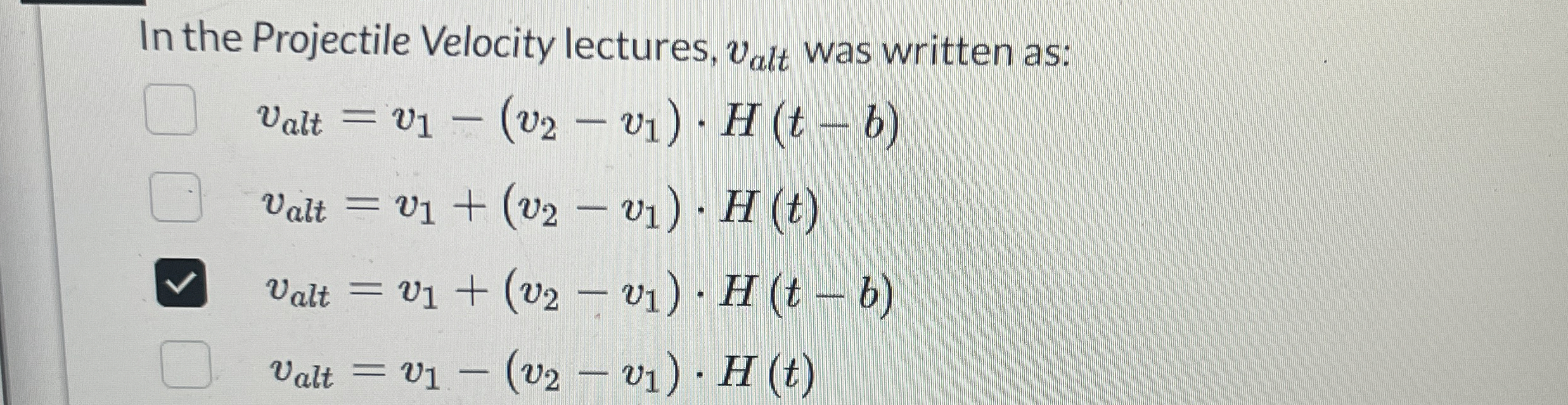In the Projectile Velocity lectures, v a l t was