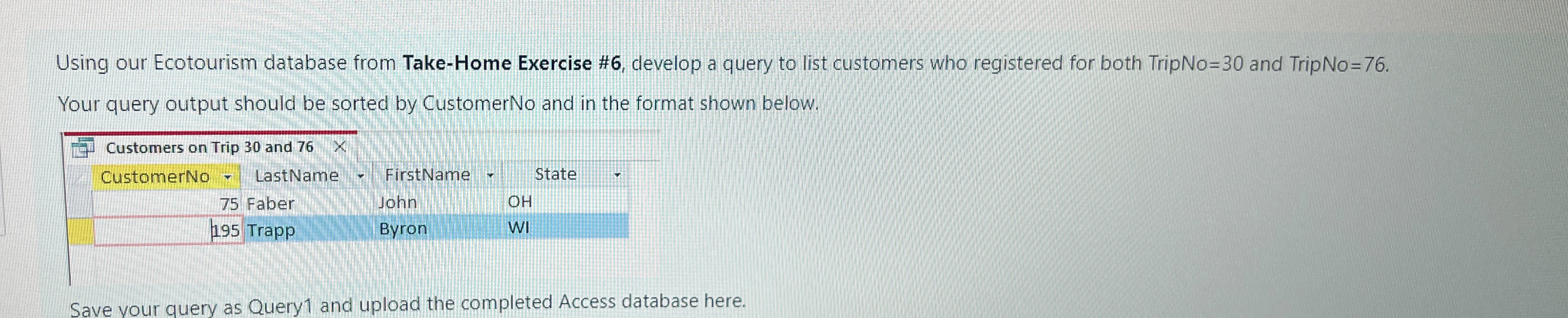 Using our Ecotourism database from Take - Home