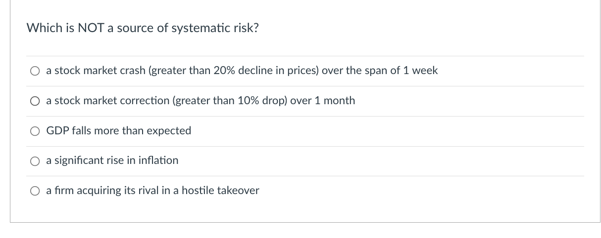 Given the following expectations for return, risk