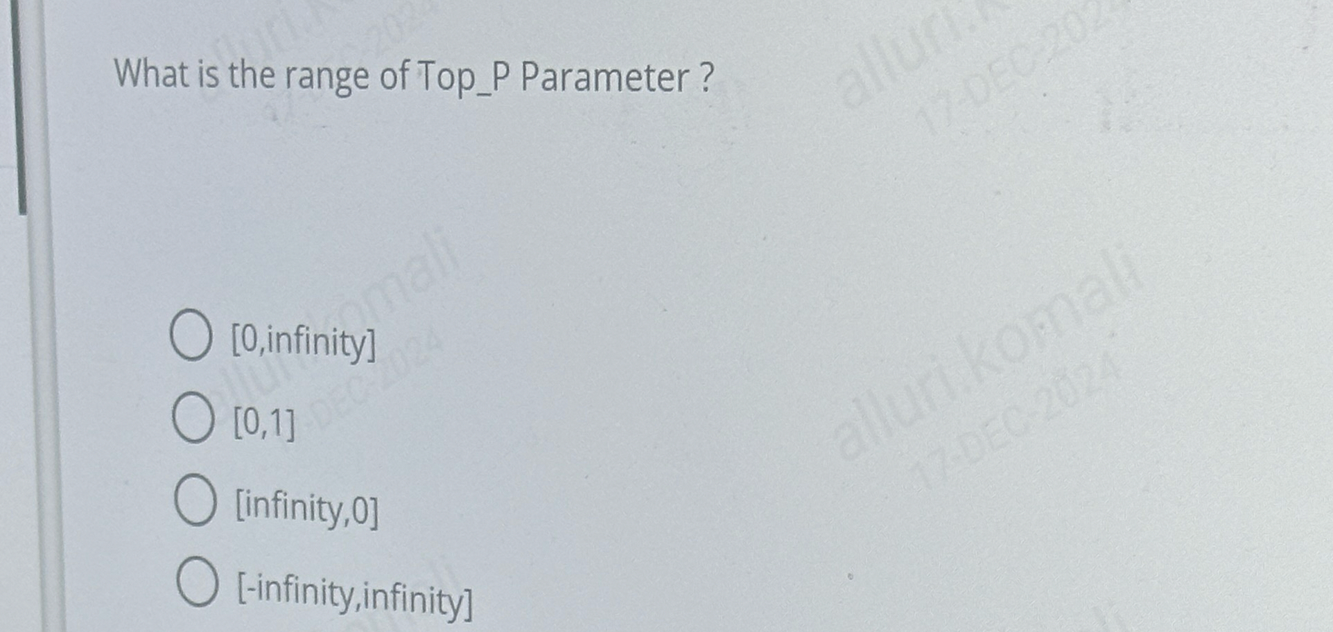 What is the range of Top _ P Parameter? [ 0 ,