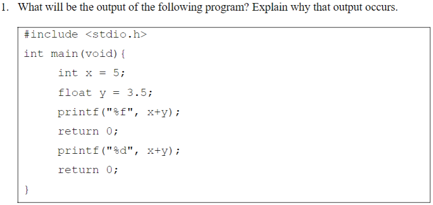What will be the output of the following program?