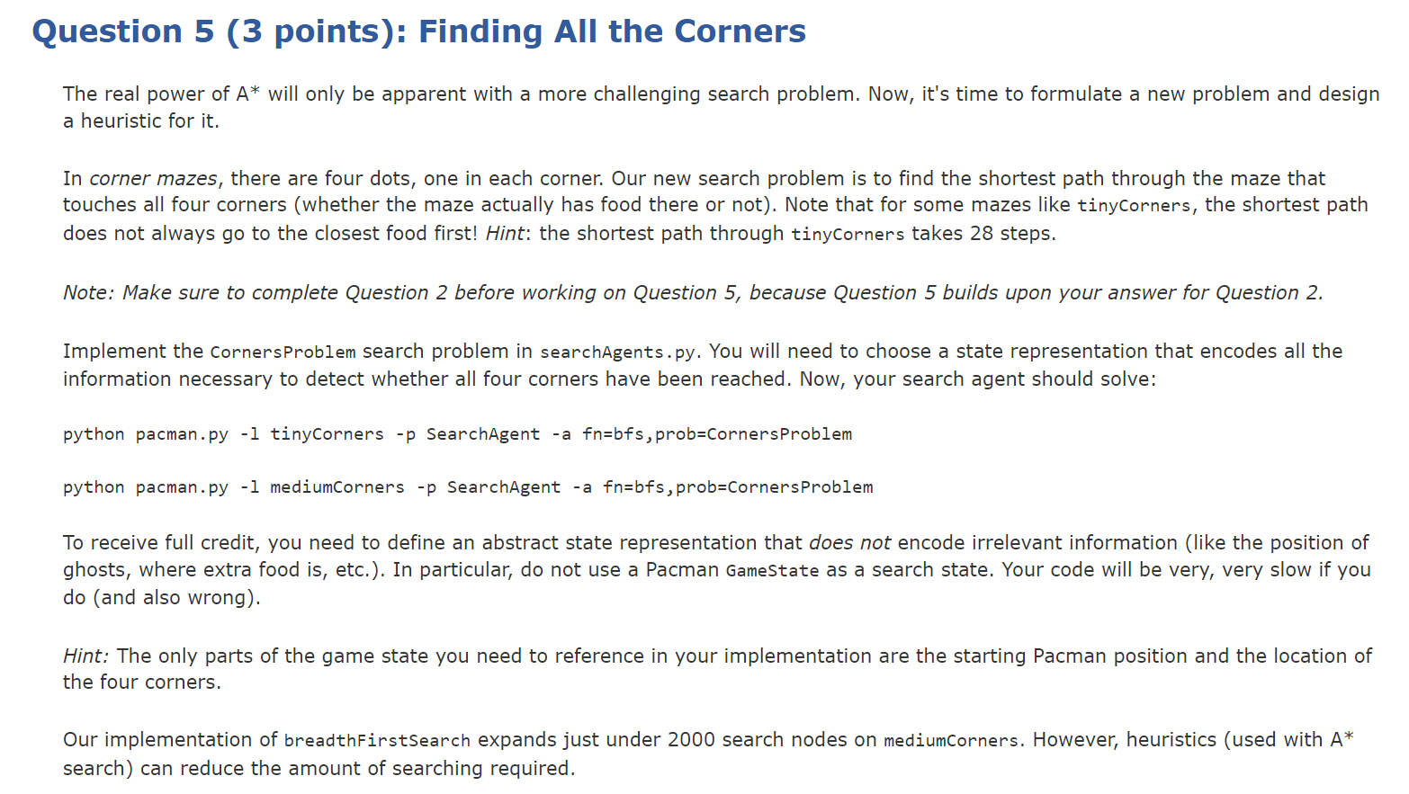 Question 5 ( 3 points ) : Finding All the Corners