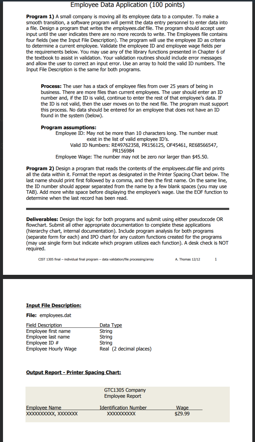 NEED HELP WITH PROGRAM NUMBER 2 ONLY. Create a