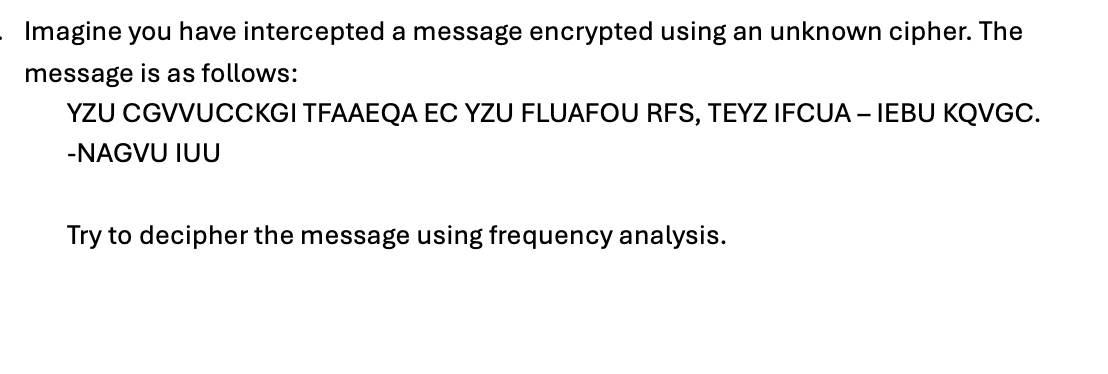 Imagine you have intercepted a message encrypted