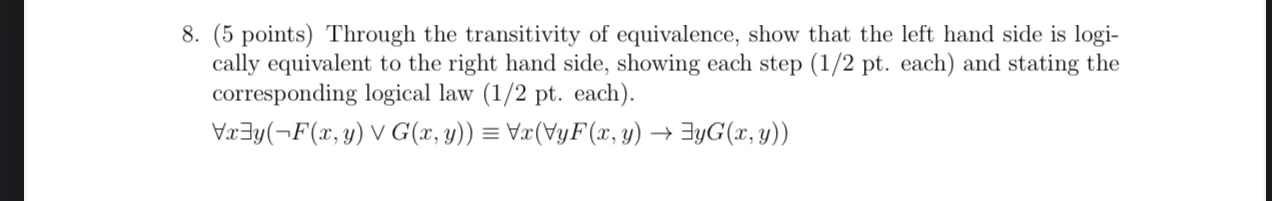 ( 5 points ) Through the transitivity of