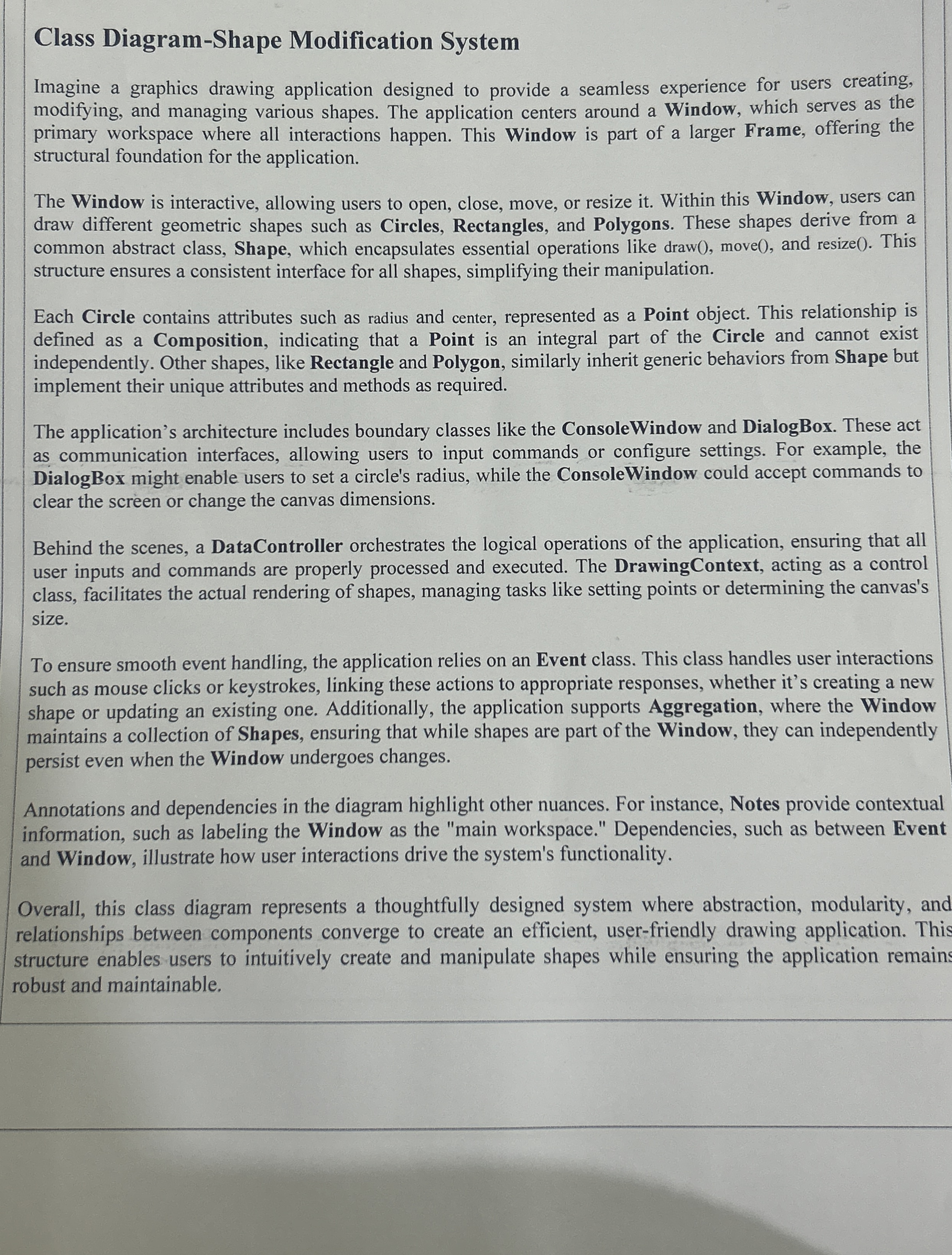 Class Diagram - Shape Modification System Imagine