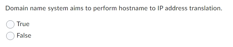 Domain name system aims to perform hostname to IP