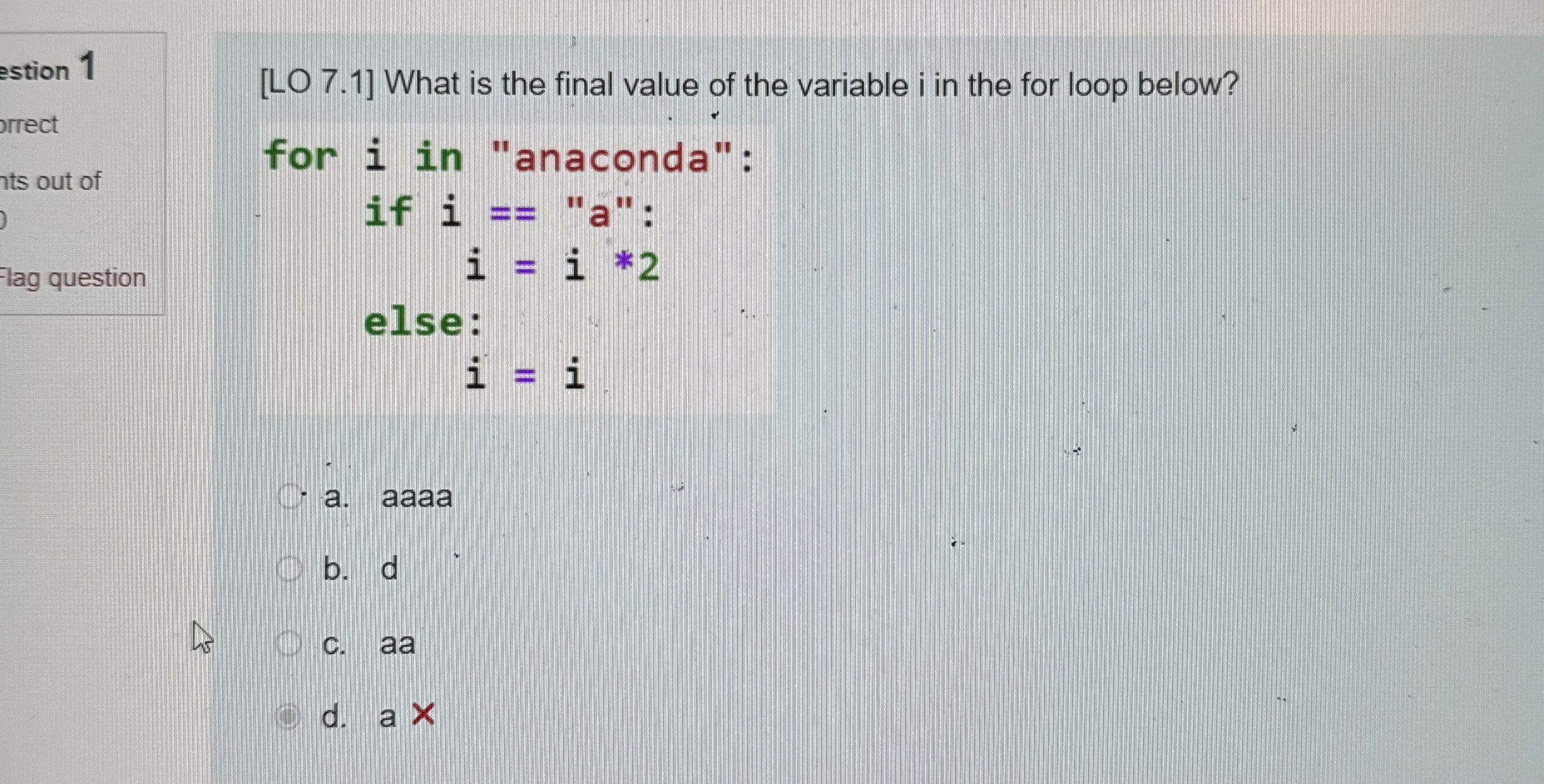 [ LO 7 . 1 ] What is the final value of the