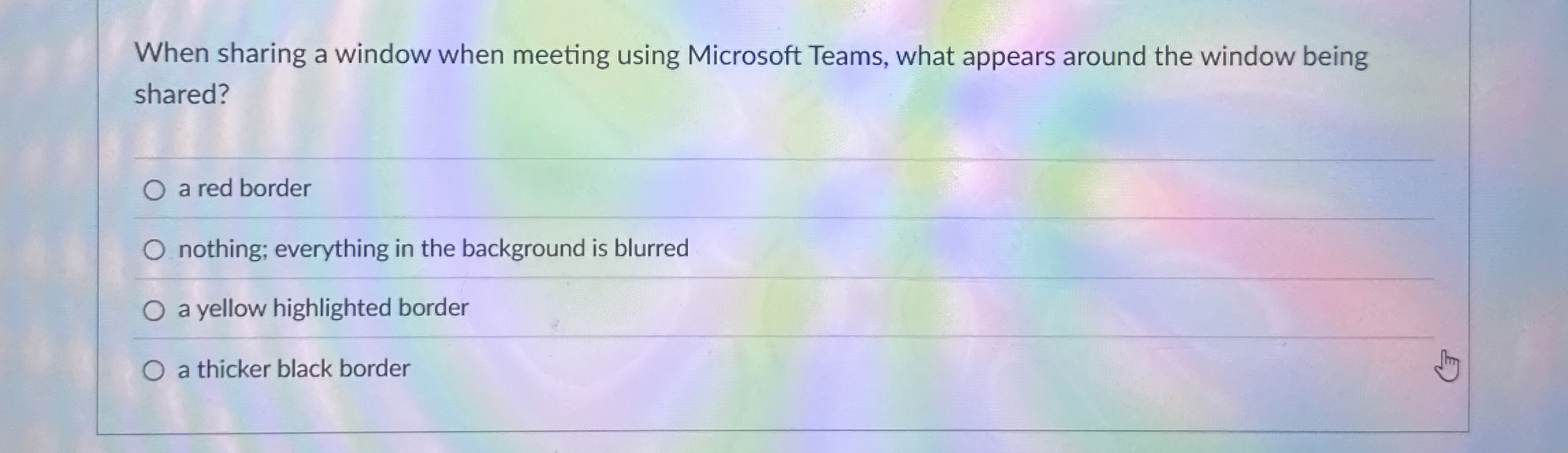 When sharing a window when meeting using