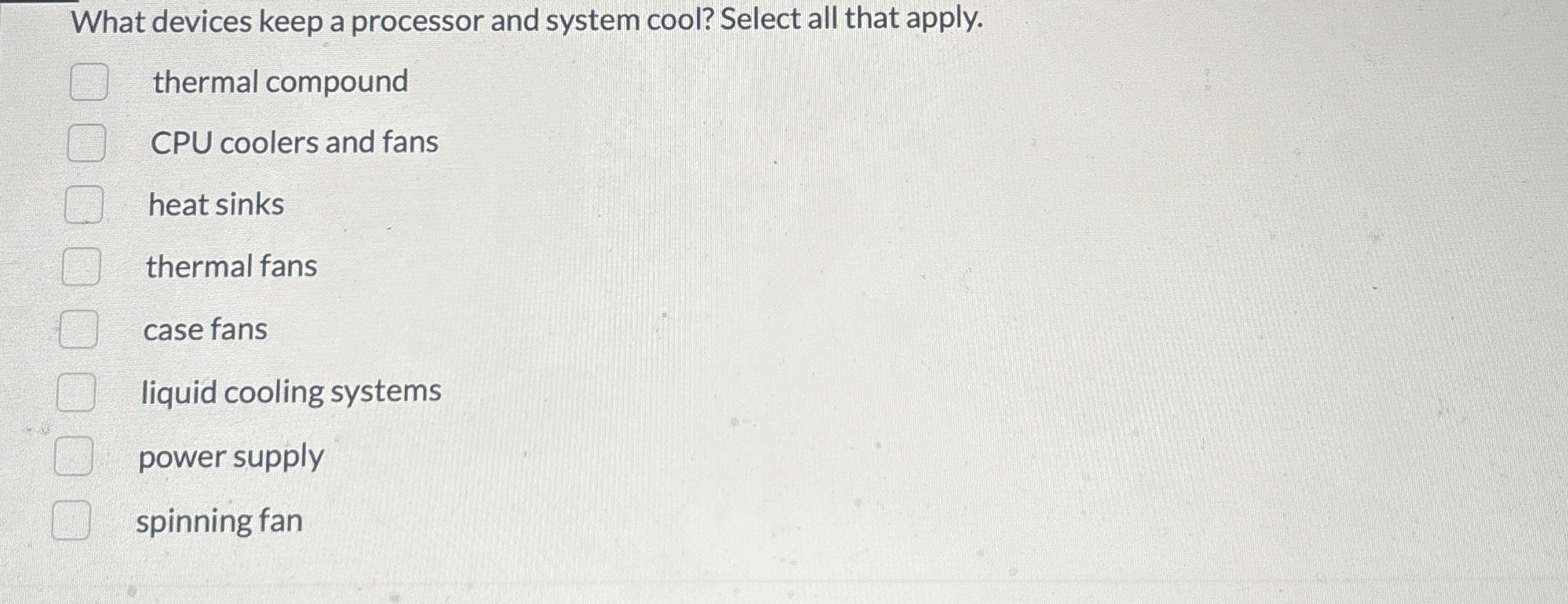 What devices keep a processor and system cool?