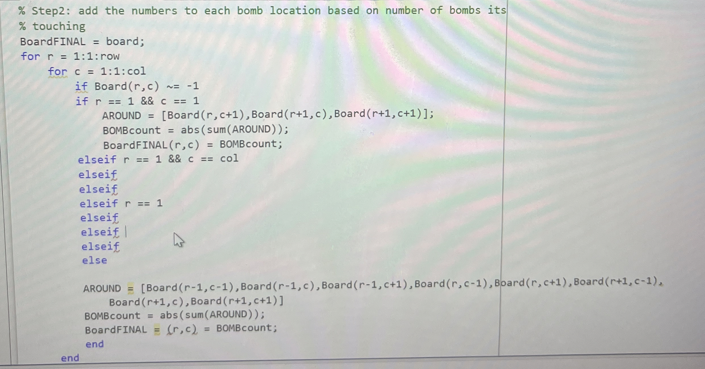 % Step 2 : add the numbers to each bomb location