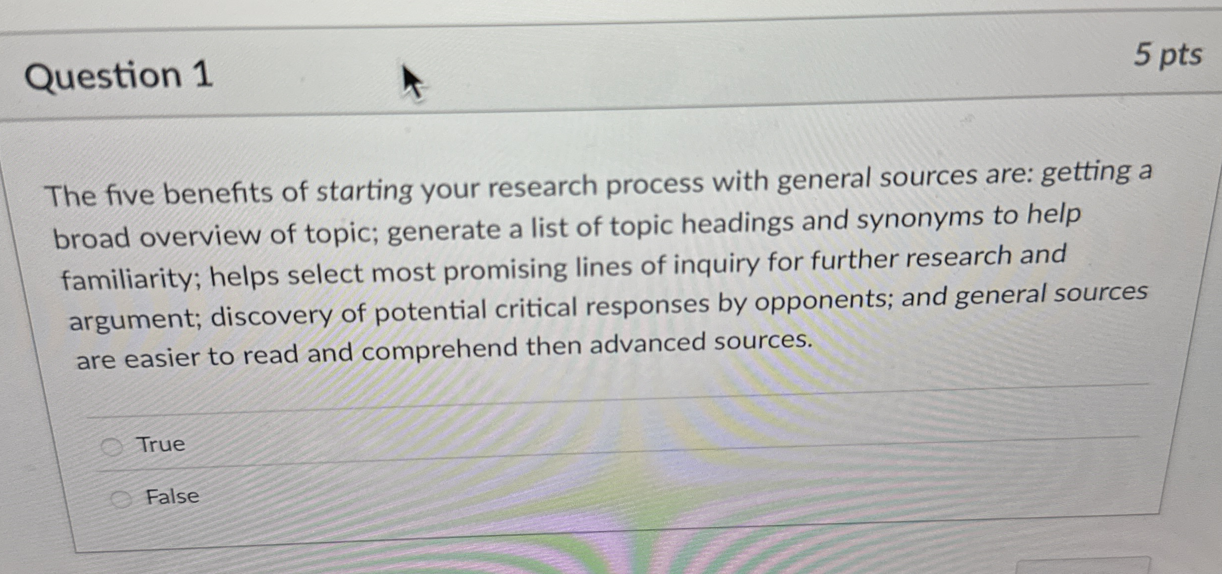 Question 1 5 pts The five benefits of starting